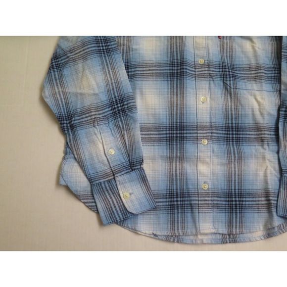 Levi's A08670004 Women's Sz L Joey Plaid Bonnie Blue L/S Flannel Shirt $60 - Picture 6 of 10
